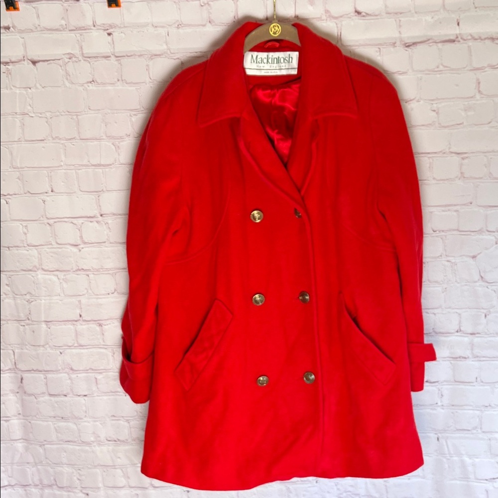 Vintage Mackintosh Women's Red Wool Jacket‎ Double-Breasted Coat Size 8